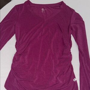 GAP V-Neck Long Sleeve Top in Deep Purple